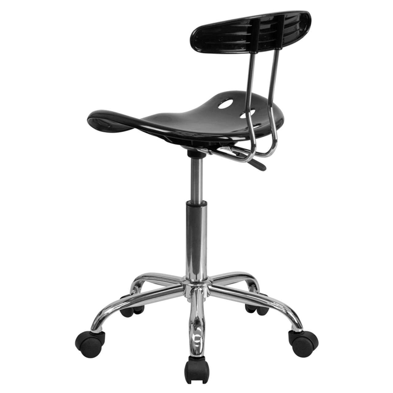 Vibrant Black and Chrome Computer Task Chair with Tractor Seat , #FF-0395-14
