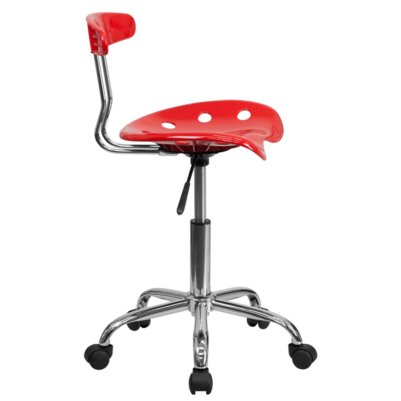 Vibrant Red and Chrome Computer Task Chair with Tractor Seat , #FF-0411-14
