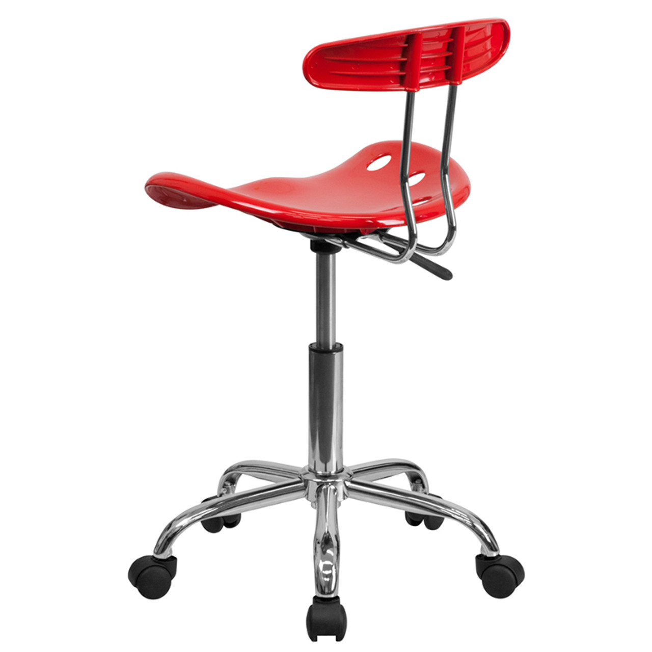 Vibrant Red and Chrome Computer Task Chair with Tractor Seat , #FF-0411-14