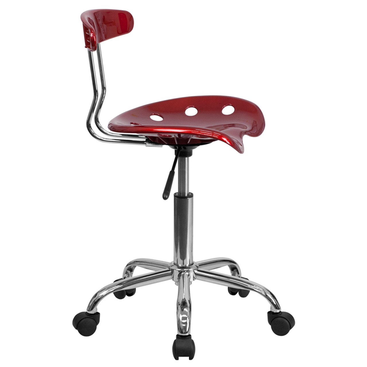 Vibrant Wine Red and Chrome Computer Task Chair with Tractor Seat , #FF-0413-14