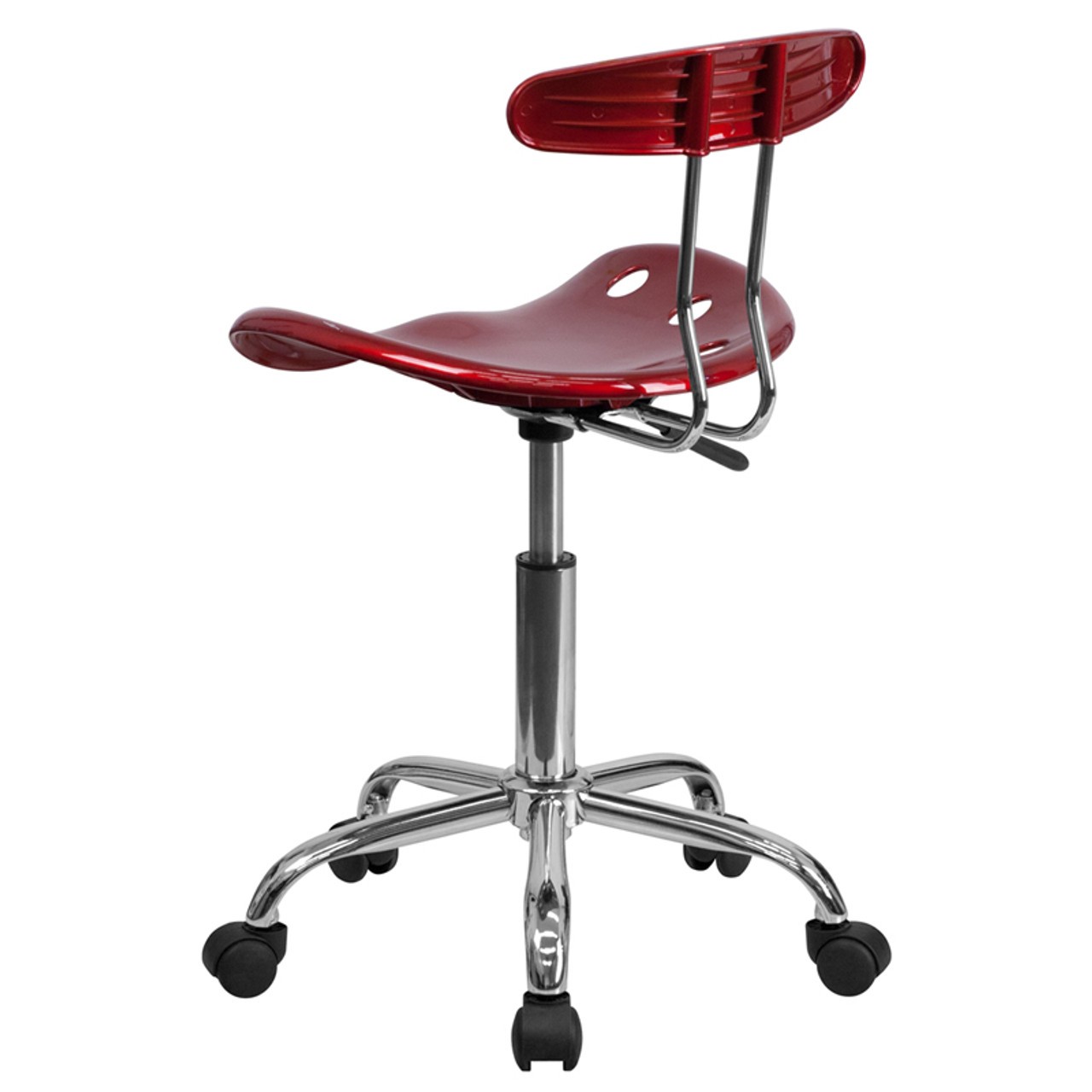 Vibrant Wine Red and Chrome Computer Task Chair with Tractor Seat , #FF-0413-14