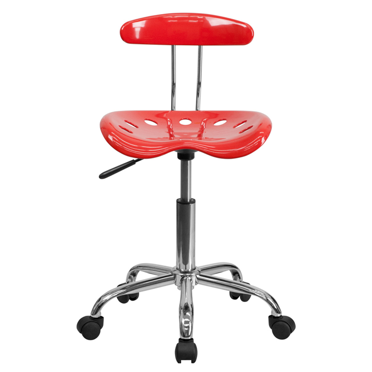 Vibrant Cherry Tomato and Chrome Computer Task Chair with Tractor Seat , #FF-0415-14