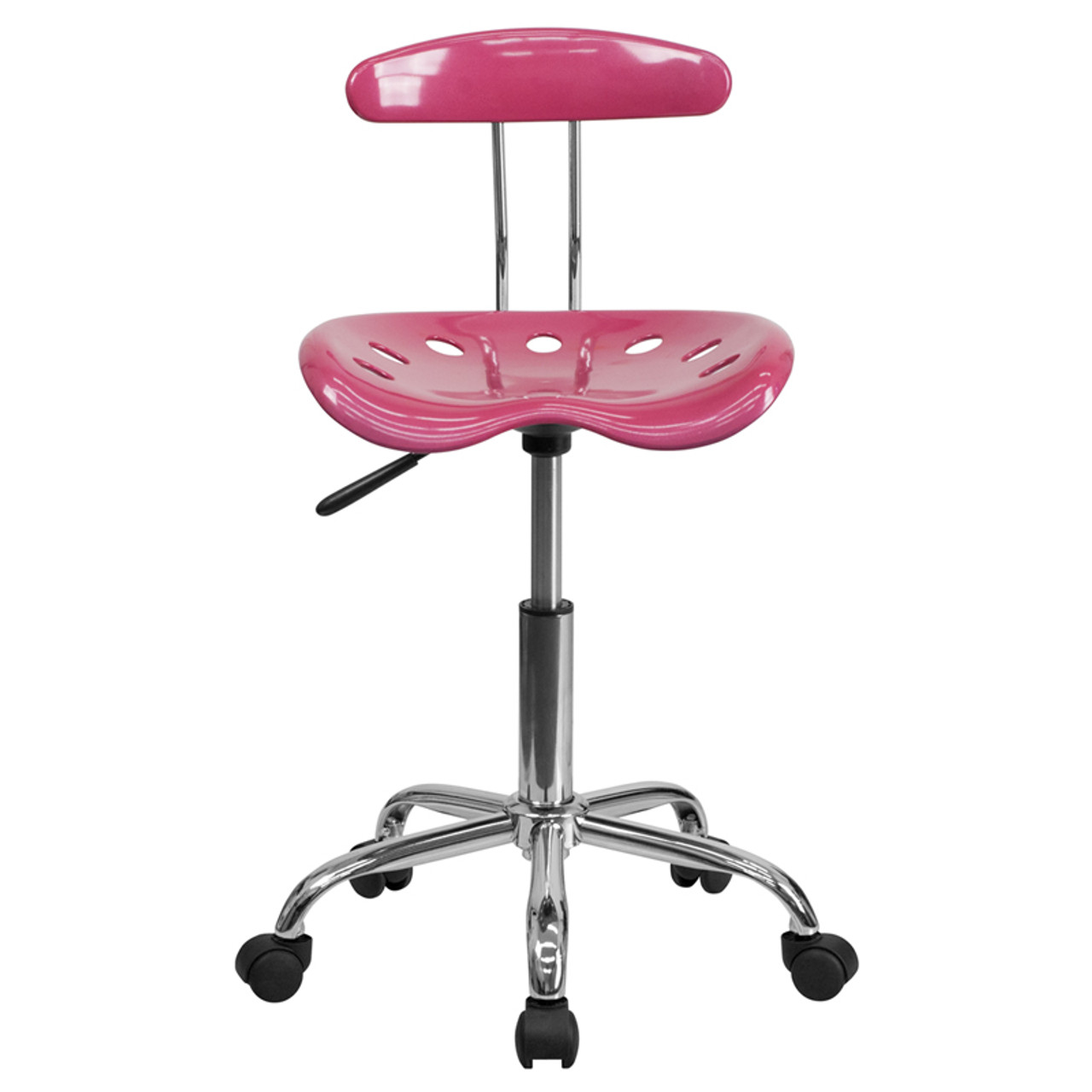 Vibrant Pink and Chrome Computer Task Chair with Tractor Seat , #FF-0419-14