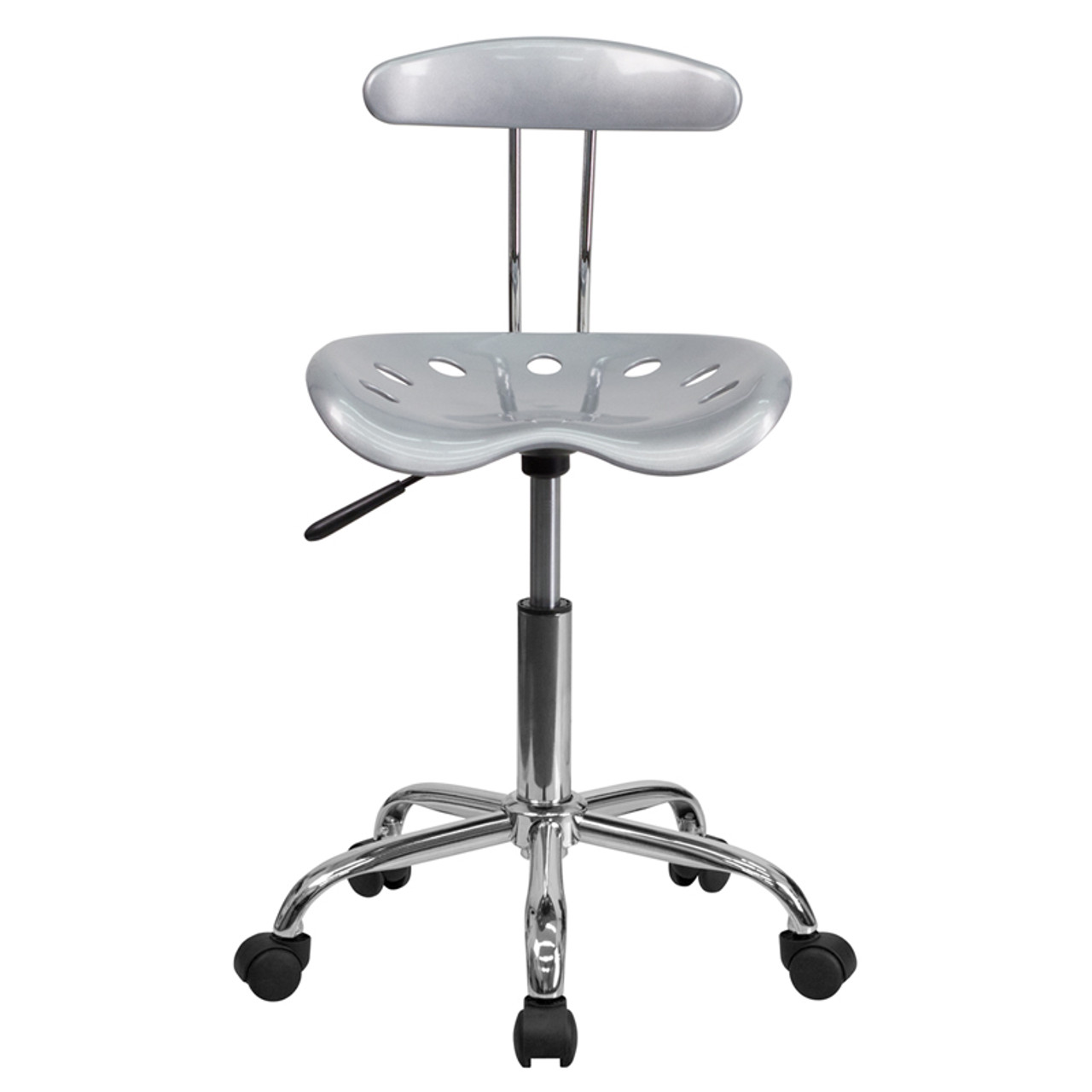 Vibrant Silver and Chrome Computer Task Chair with Tractor Seat , #FF-0423-14