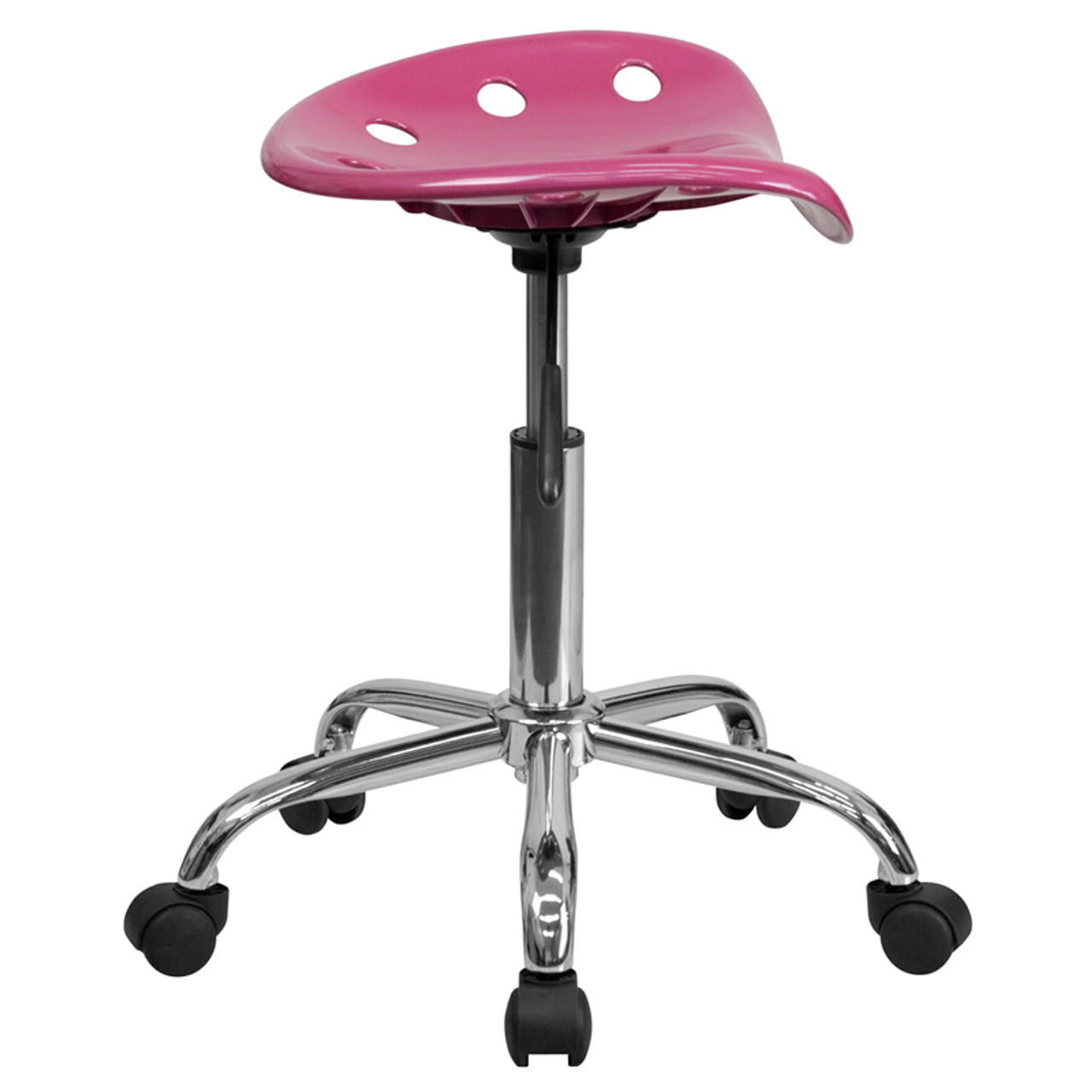 Vibrant Pink Tractor Seat and Chrome Stool , #FF-0497-14