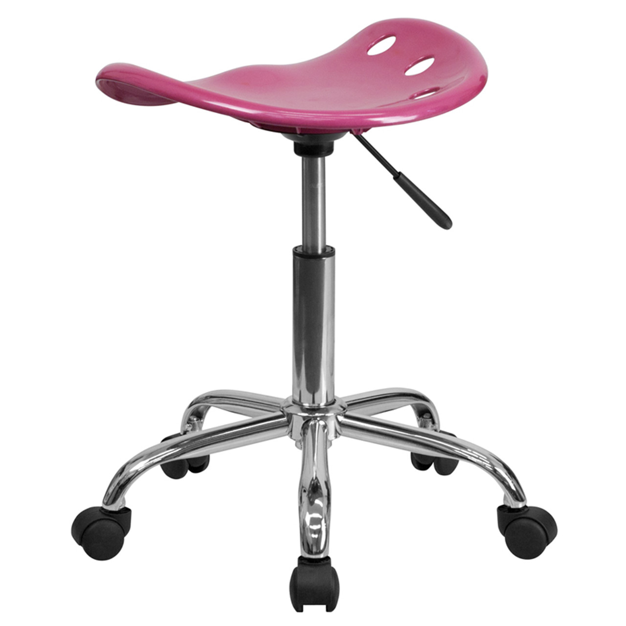 Vibrant Pink Tractor Seat and Chrome Stool , #FF-0497-14