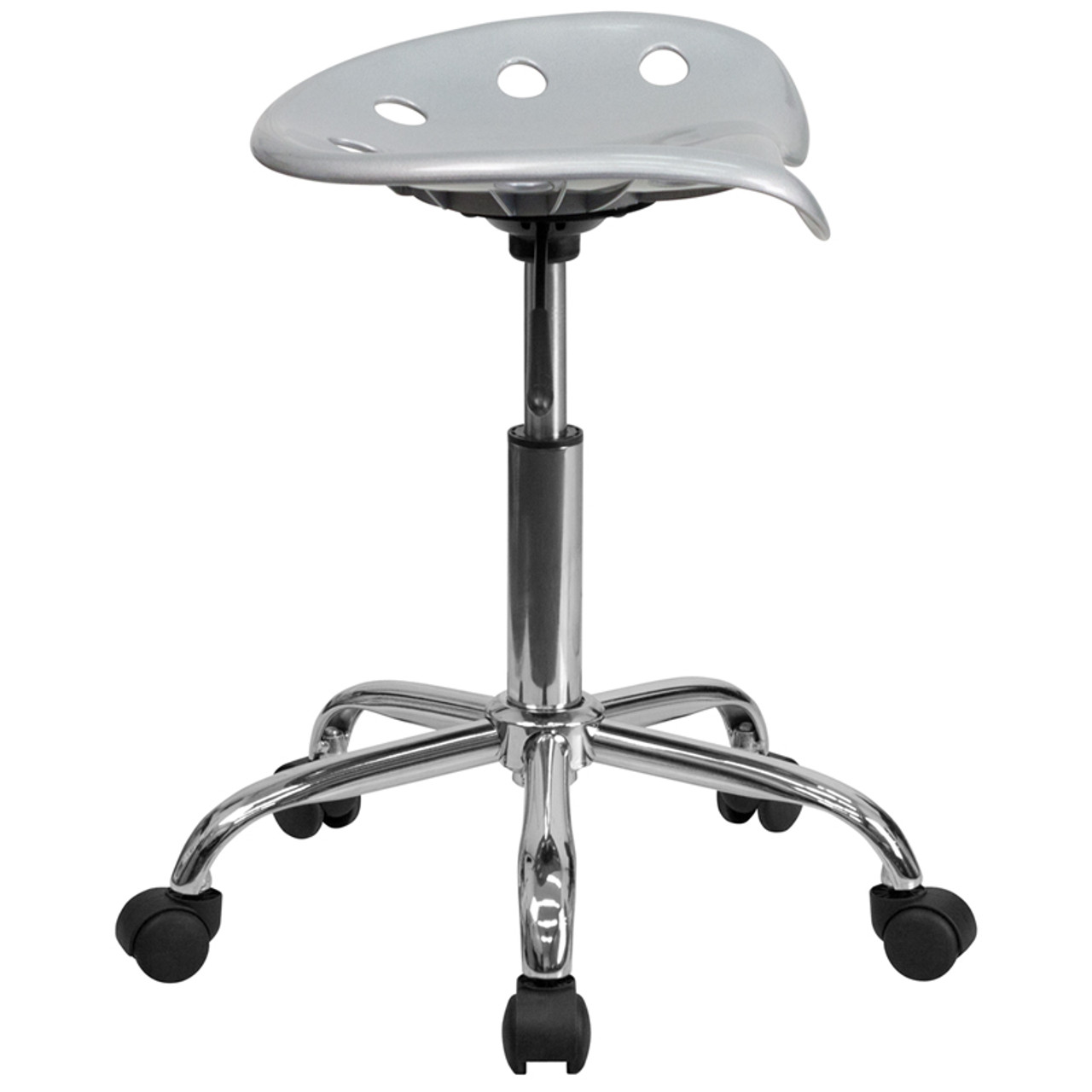 Vibrant Silver Tractor Seat and Chrome Stool , #FF-0499-14