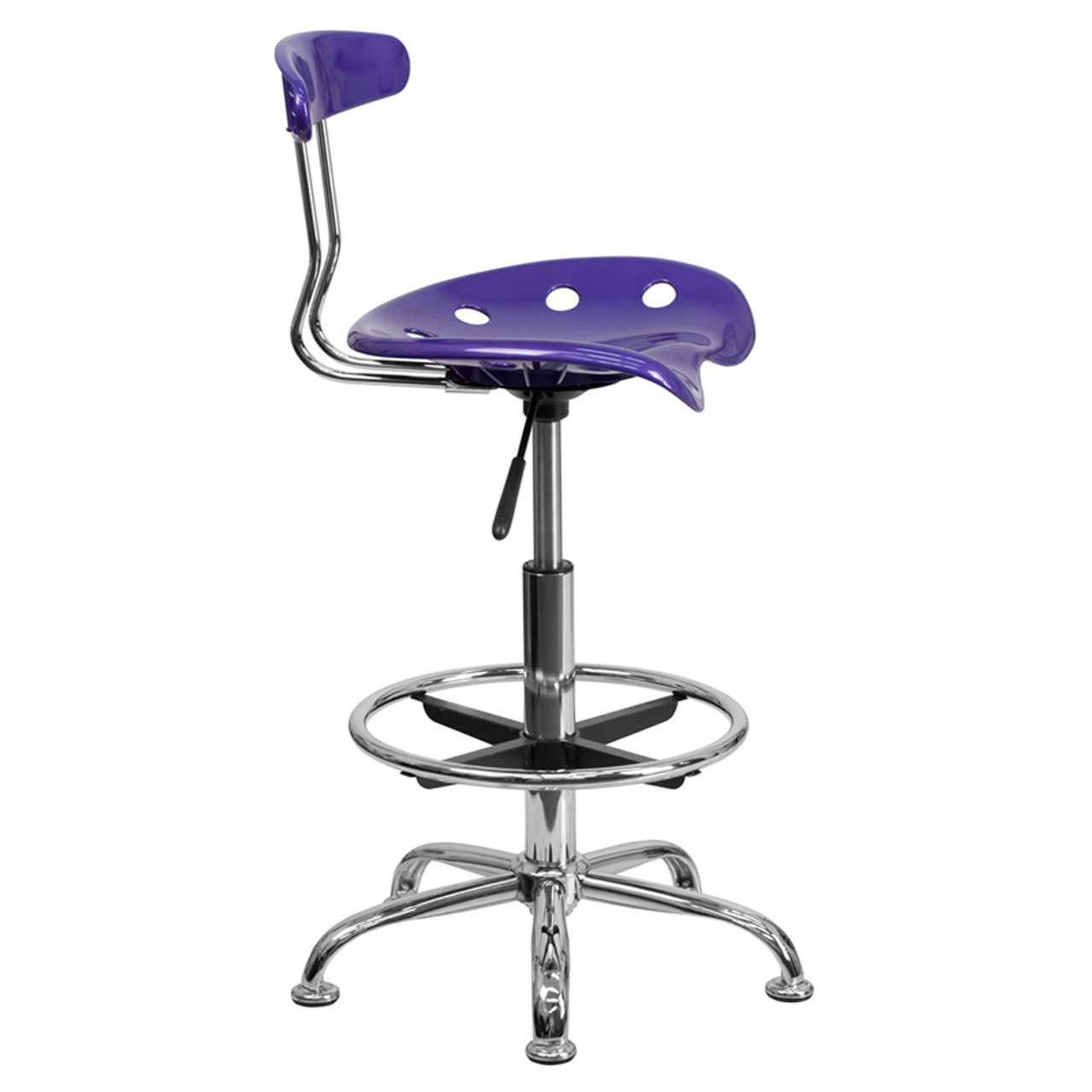 Vibrant Violet and Chrome Drafting Stool with Tractor Seat , #FF-0545-14