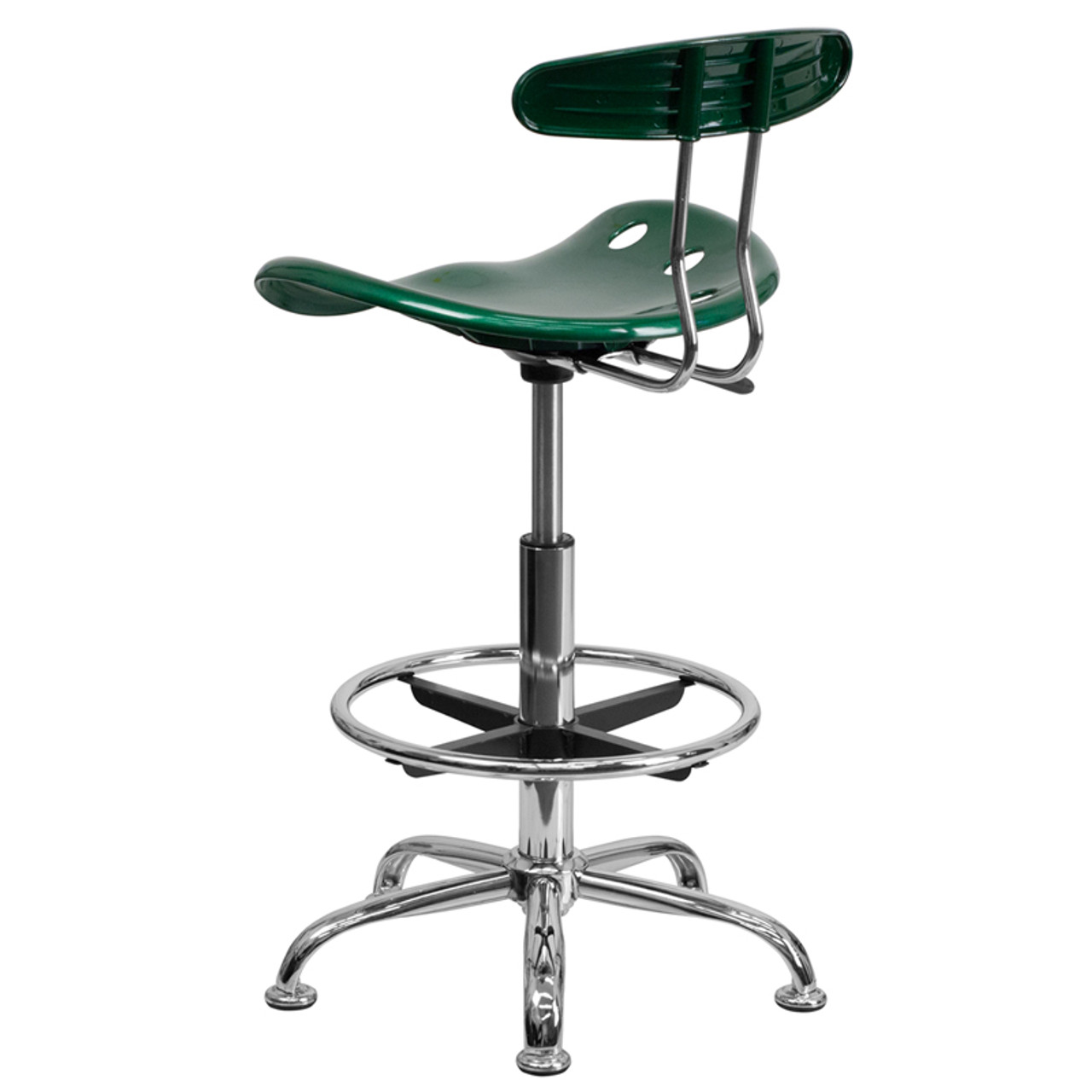 Vibrant Green and Chrome Drafting Stool with Tractor Seat , #FF-0553-14