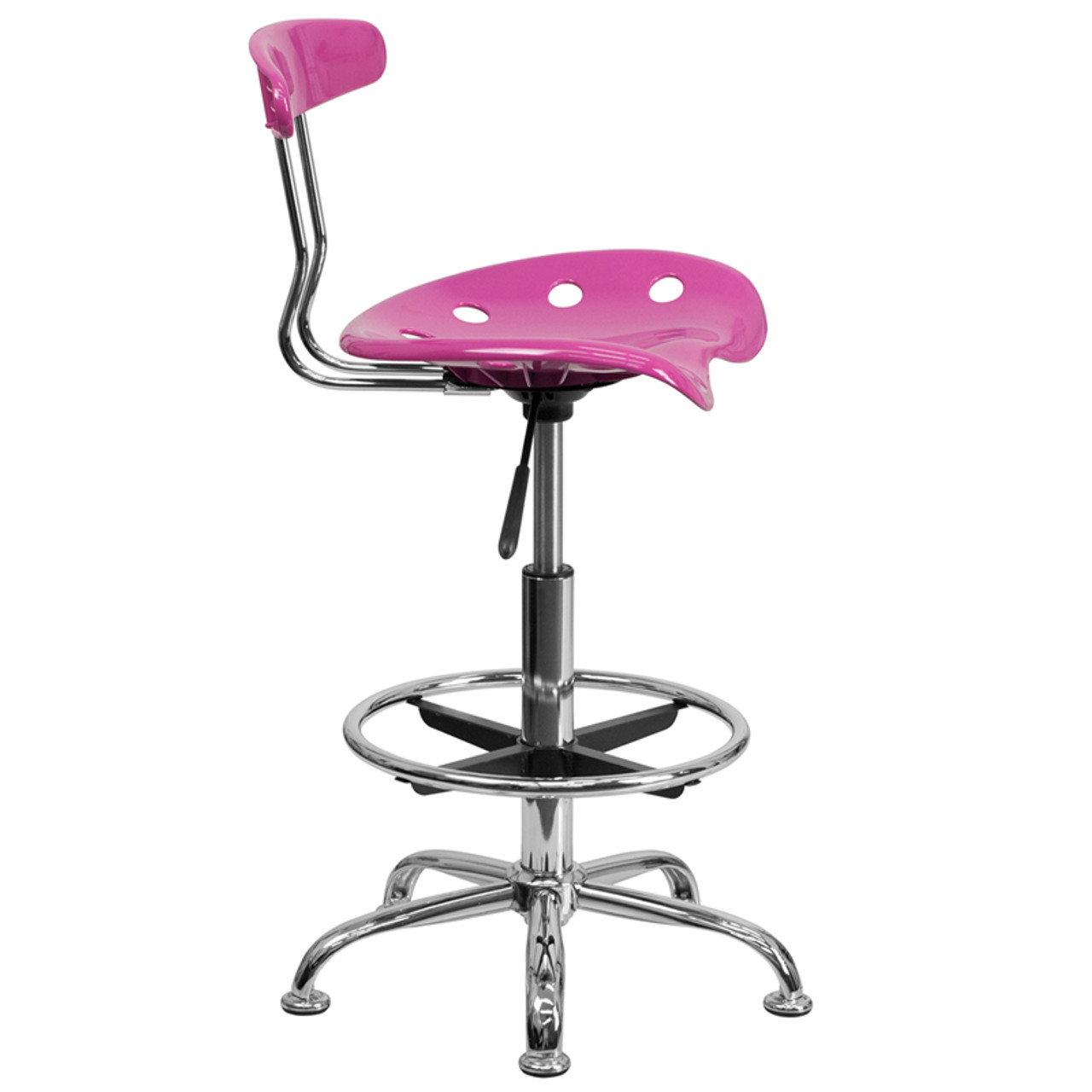 Vibrant Candy Heart and Chrome Drafting Stool with Tractor Seat , #FF-0565-14