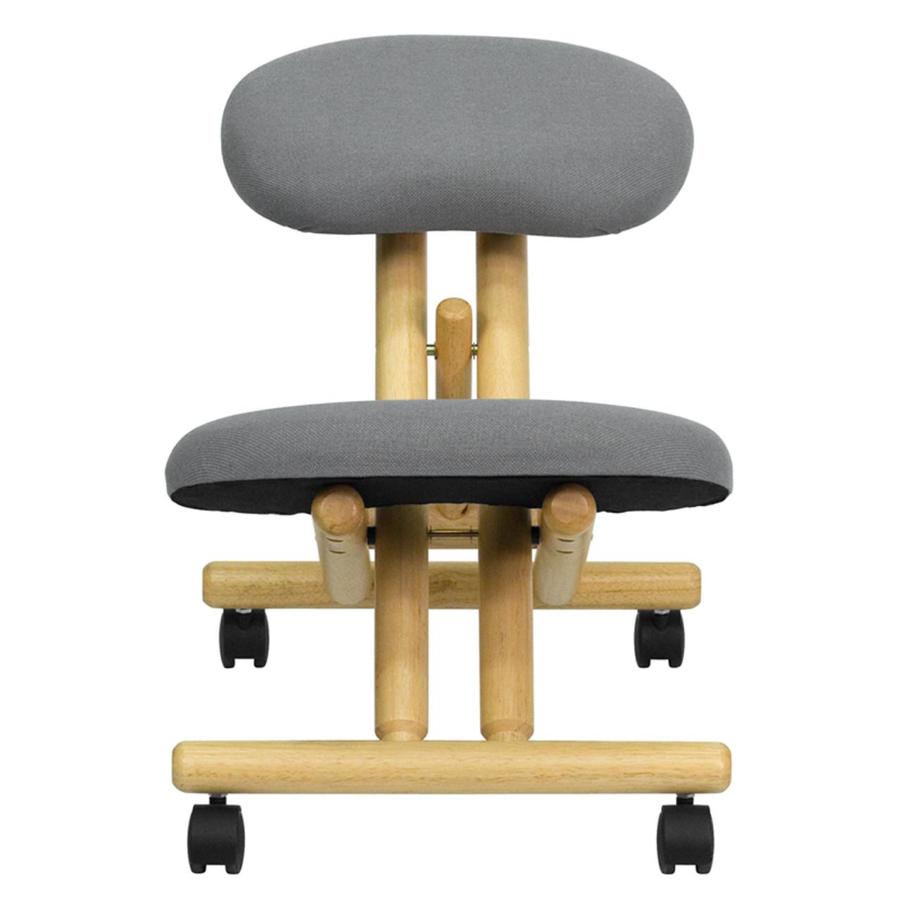 Mobile Wooden Ergonomic Kneeling Chair in Gray Fabric , #FF-0433-14