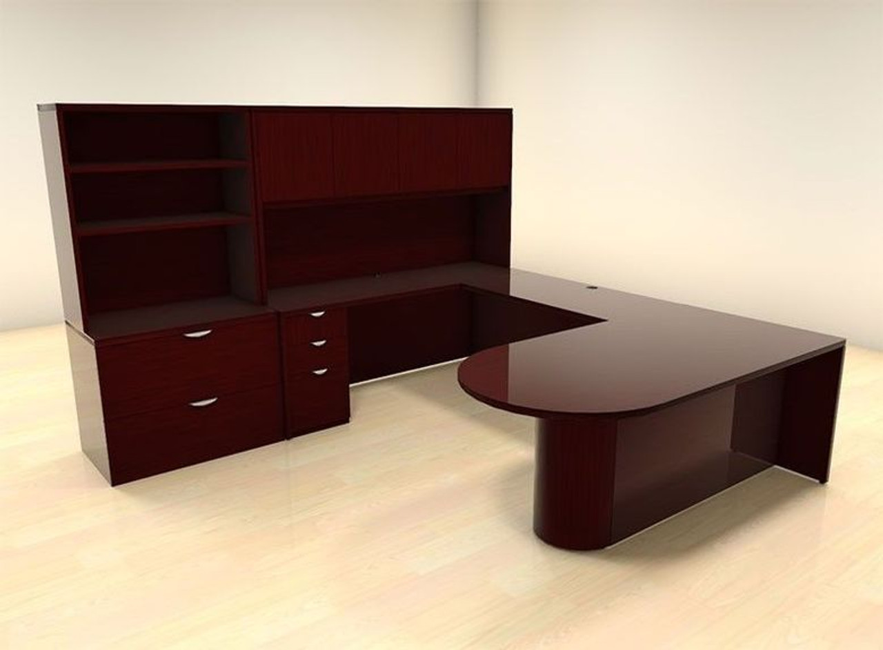 7pc U Shaped Modern Contemporary Executive Office Desk Set, #CH-JAD-U16