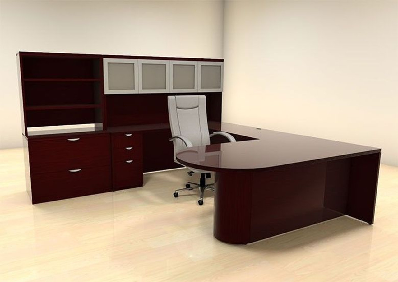 7pc U Shaped Modern Contemporary Executive Office Desk Set, #CH-JAD-U24