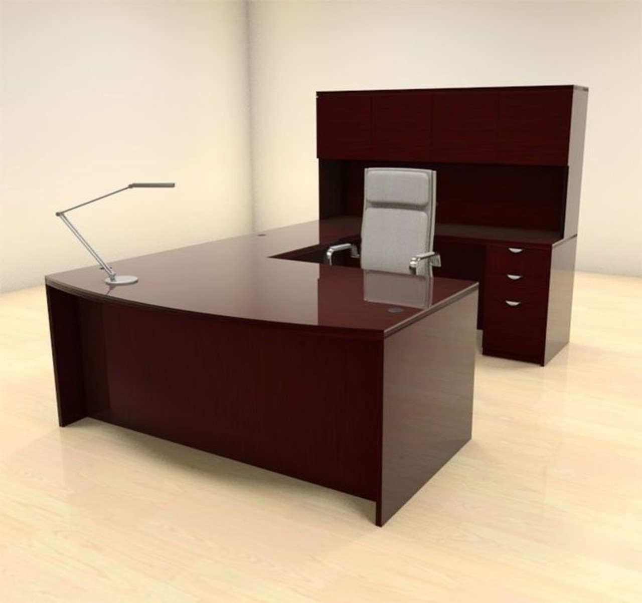 5pc U Shaped Modern Contemporary Executive Office Desk Set, #CH-JAD-U4