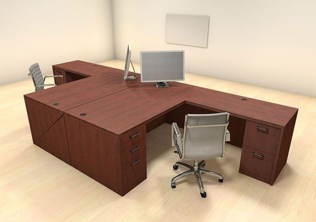 Two Persons Modern Executive Office Workstation Desk Set, #CH-AMB-F16