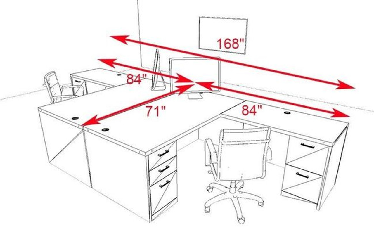 Two Persons Modern Executive Office Workstation Desk Set, #CH-AMB-F18