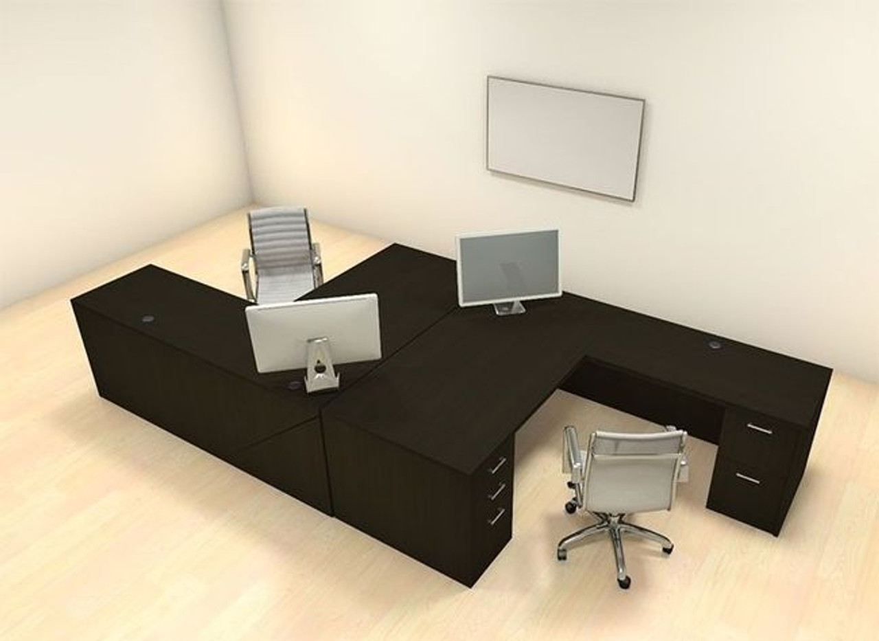 Two Persons Modern Executive Office Workstation Desk Set, #CH-AMB-F3