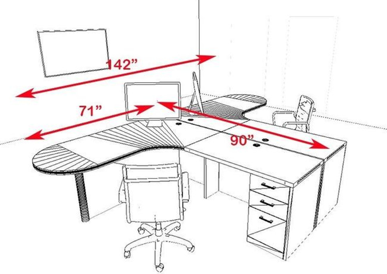 Two Persons Modern Executive Office Workstation Desk Set, #CH-AMB-S31