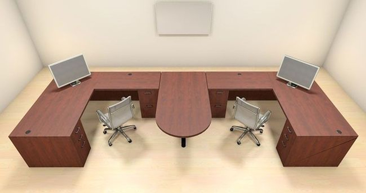 Two Persons Modern Executive Office Workstation Desk Set, #CH-AMB-S51