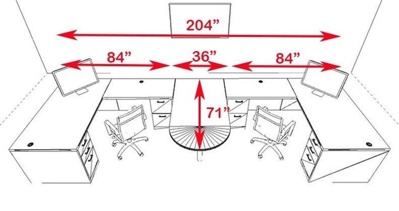 Two Persons Modern Executive Office Workstation Desk Set, #CH-AMB-S54