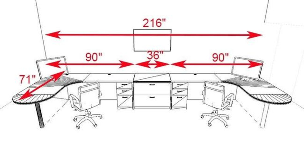 Two Persons Modern Executive Office Workstation Desk Set, #CH-AMB-S75