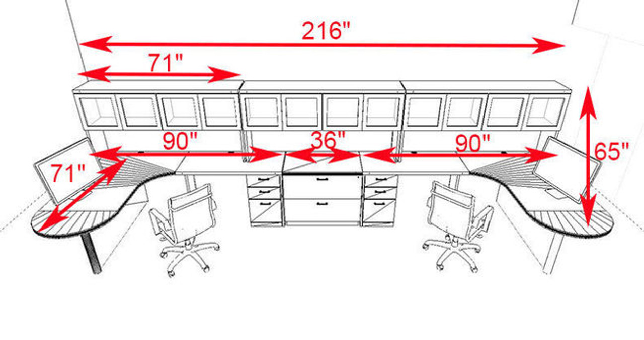Two Persons Modern Executive Office Workstation Desk Set, #CH-AMB-S79
