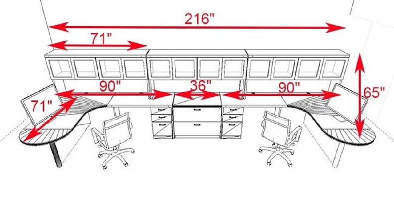 Two Persons Modern Executive Office Workstation Desk Set, #CH-AMB-S80