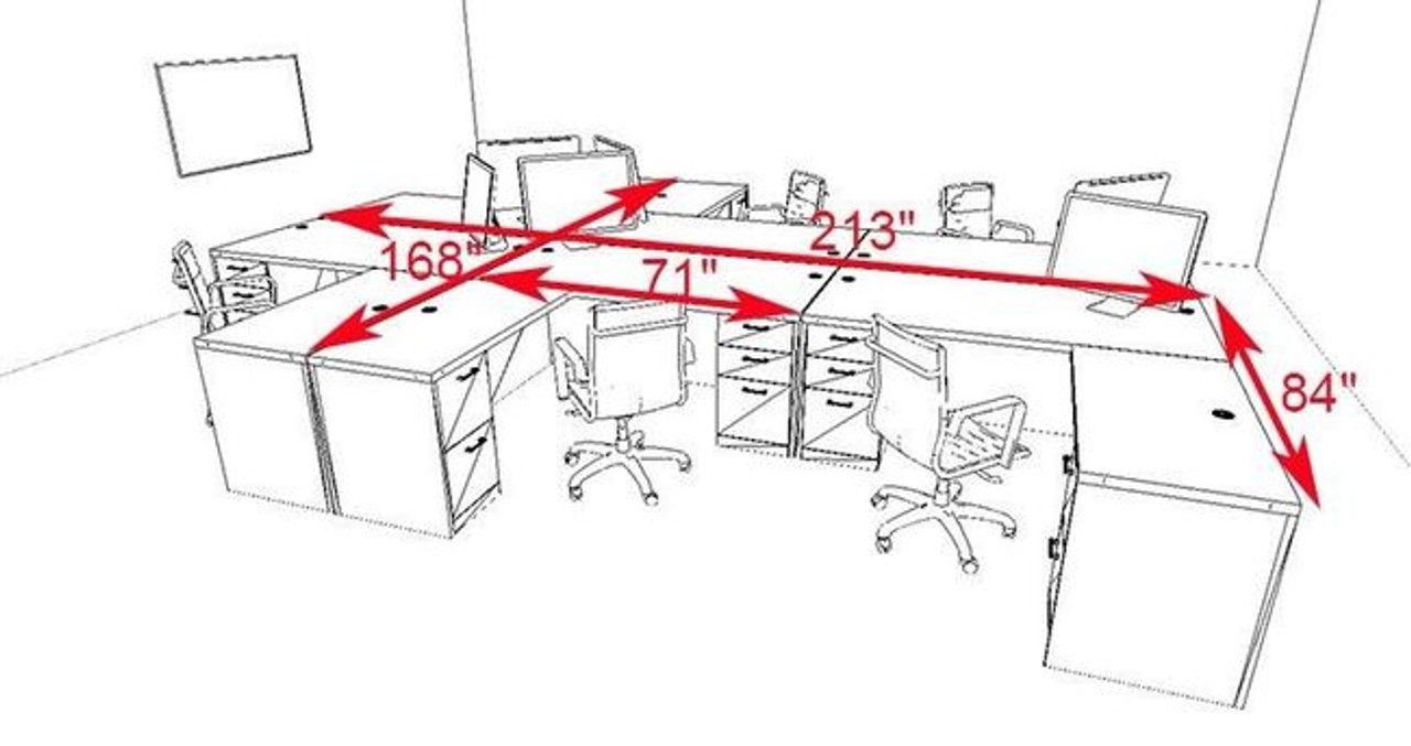 Six Persons Modern Executive Office Workstation Desk Set, #CH-AMB-F28