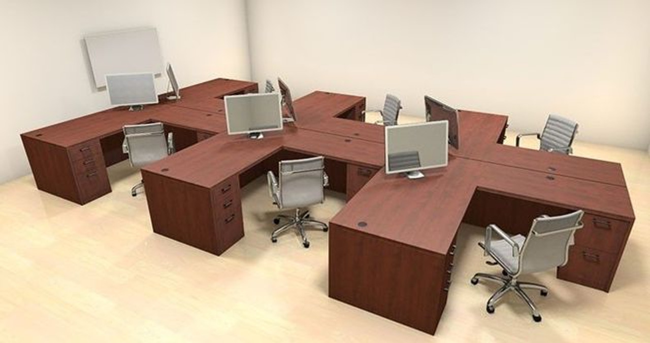 Six Persons Modern Executive Office Workstation Desk Set, #CH-AMB-S11