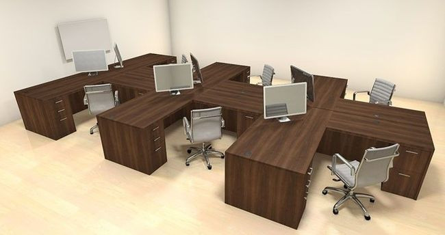 Six Persons Modern Executive Office Workstation Desk Set, #CH-AMB-S14