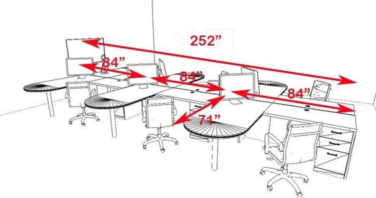 Six Persons Modern Executive Office Workstation Desk Set, #CH-AMB-S26