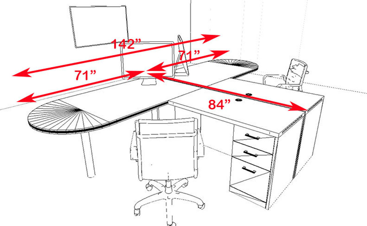 Two Persons Modern Executive Office Workstation Desk Set, #CH-AMB-S17