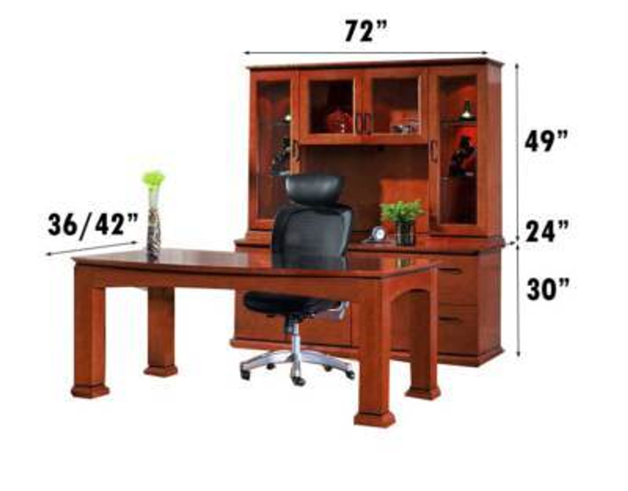 New 3 Pc All Wood Executive Office Desk Set, #CH-EME-D2