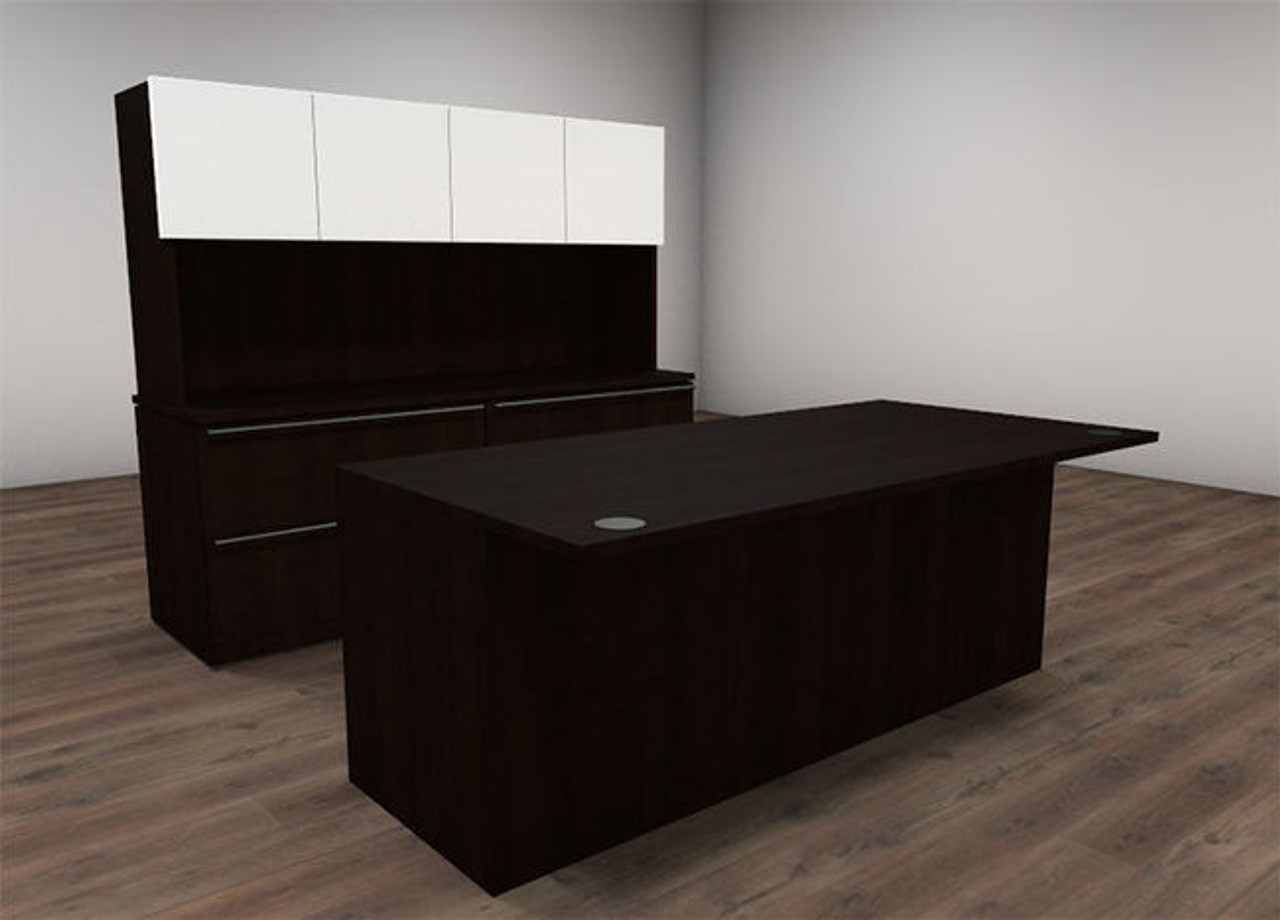 3pc Rectangular Glass Door Modern Executive Office Desk Set, #CH-VER-D6