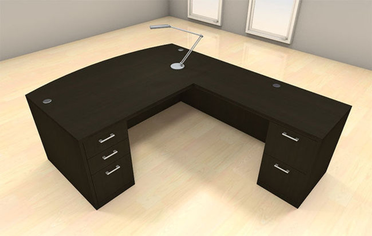 4pc L Shaped Modern Executive Office Desk Set, #CH-AMB-L24