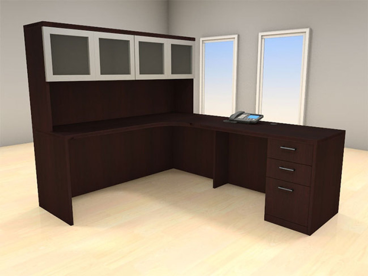 4pc L Shaped Modern Executive Office Desk Set, #CH-AMB-L8