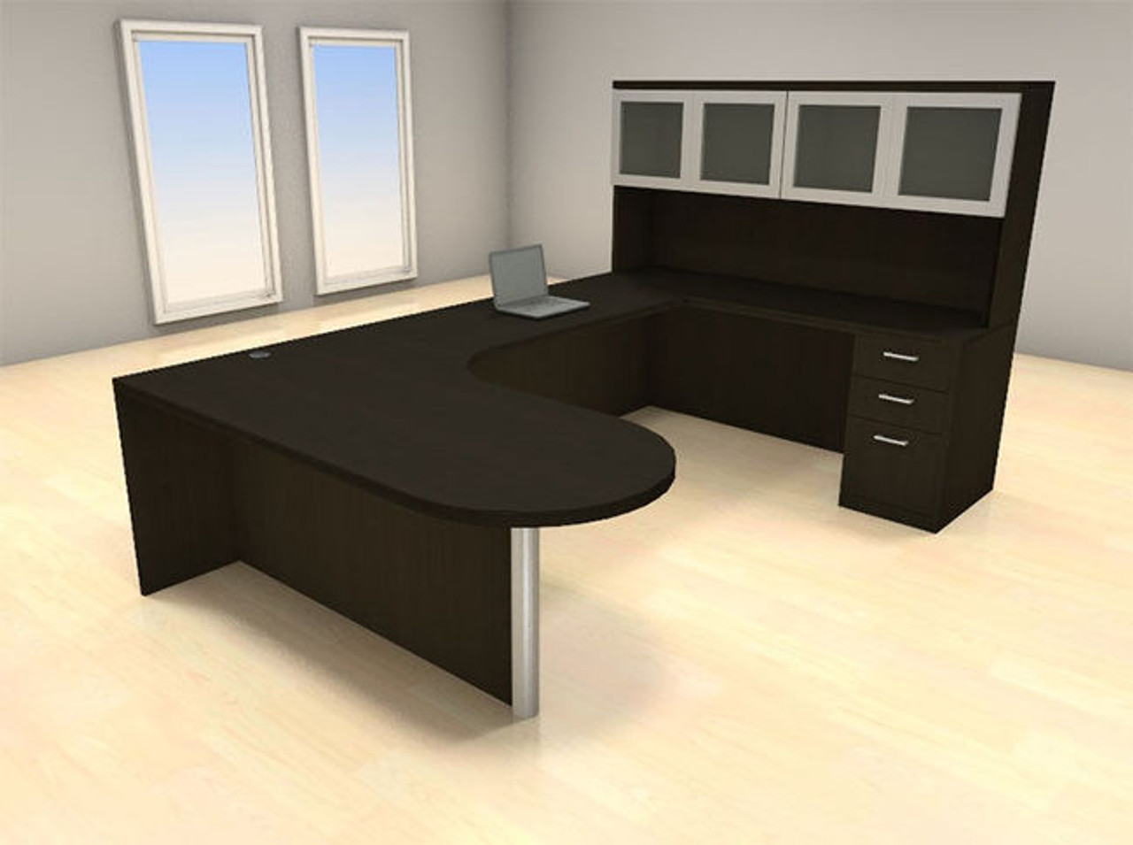 5pc U Shaped Modern Executive Office Desk Set, #CH-AMB-U14