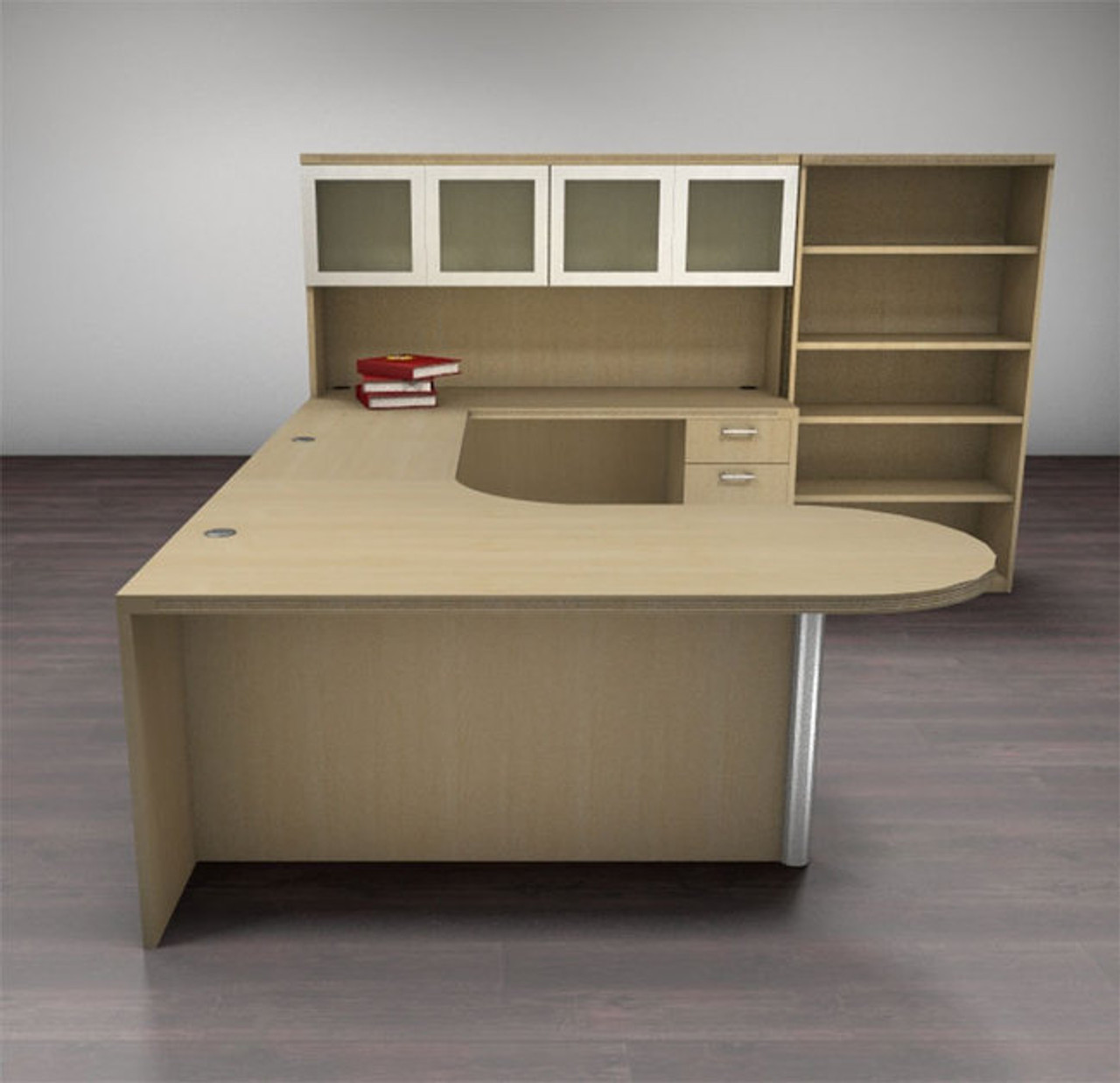 6pc U Shaped Modern Executive Office Desk Set, #CH-AMB-U27