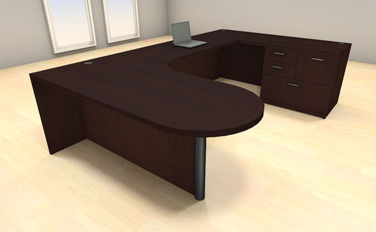 4pc U Shaped Modern Executive Office Desk Set, #CH-AMB-U3