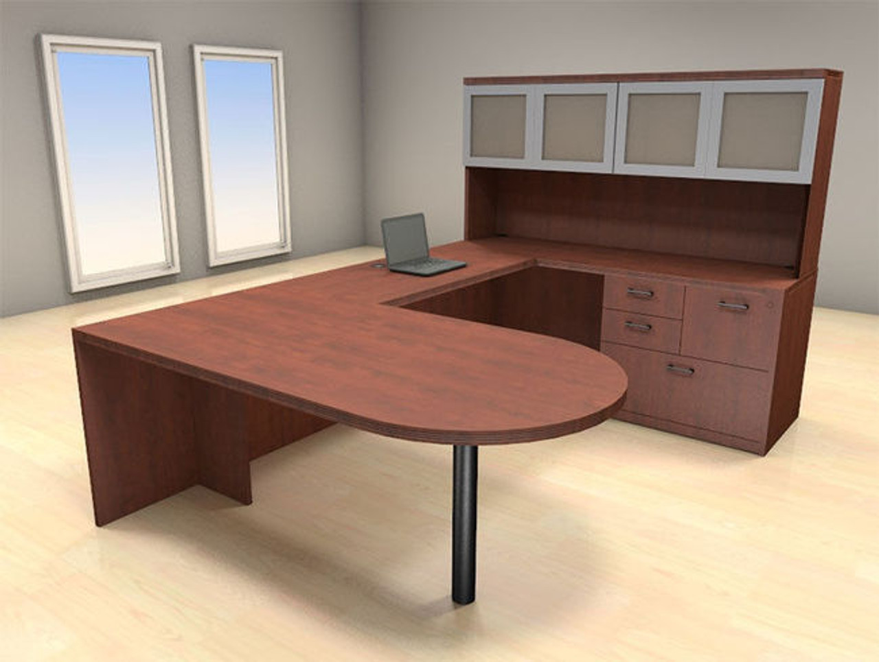 5pc U Shaped Modern Executive Office Desk Set, #CH-AMB-U40