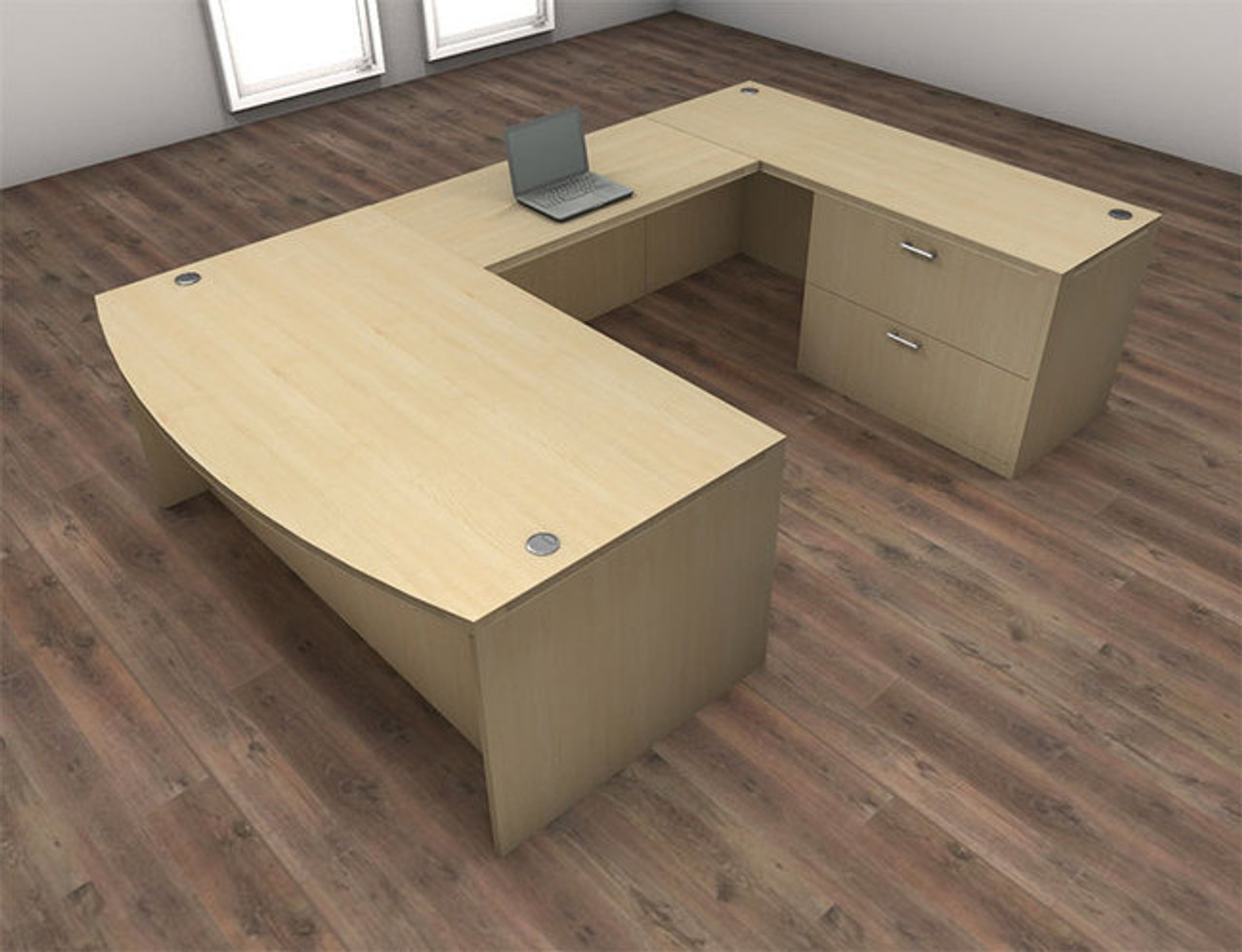 4pc U Shaped Modern Executive Office Desk Set, #CH-AMB-U52