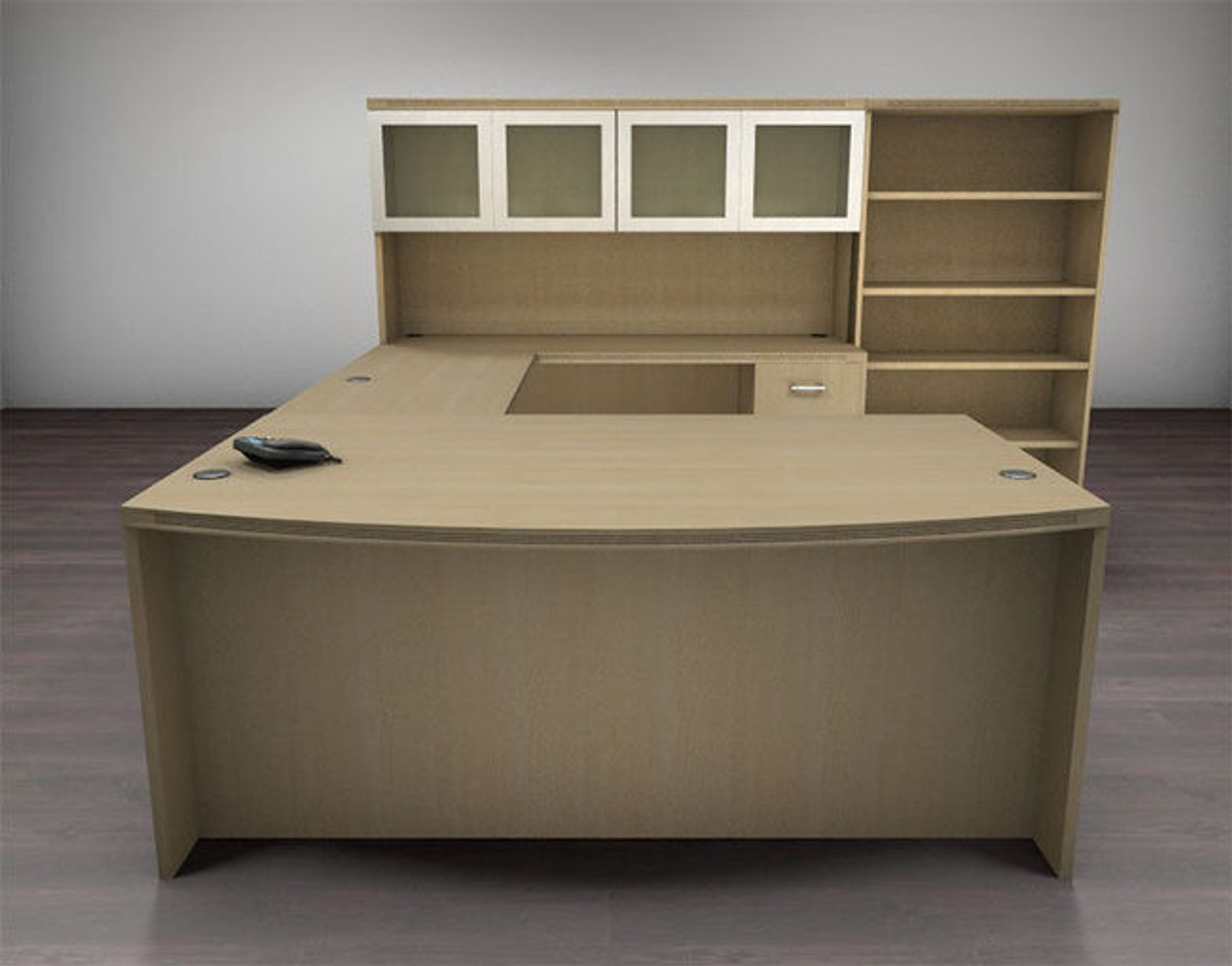 6pc U Shaped Modern Executive Office Desk Set, #CH-AMB-U77