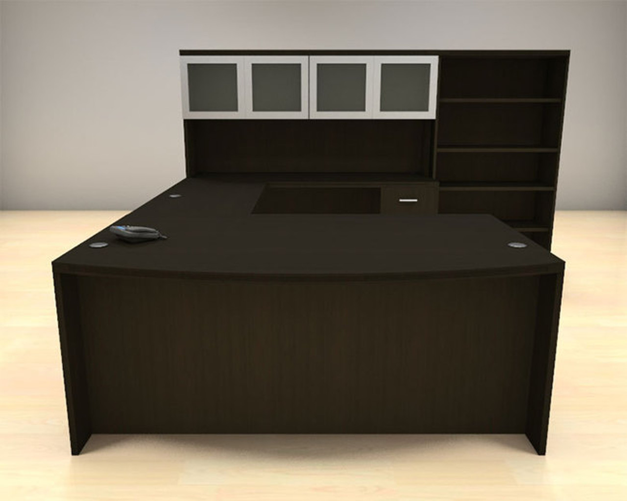 6pc U Shaped Modern Executive Office Desk Set, #CH-AMB-U79