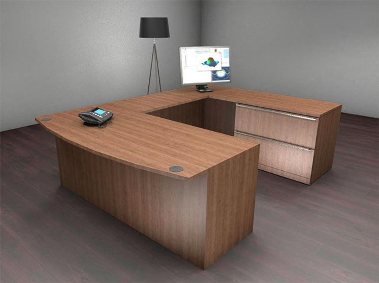 4pc U Shaped Modern Executive Office Desk Set, #CH-VER-U15