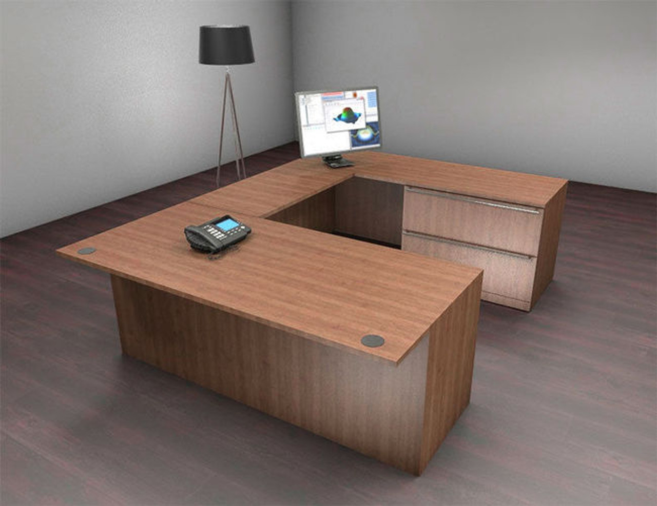 4pc U Shaped Modern Executive Office Desk Set, #CH-VER-U23