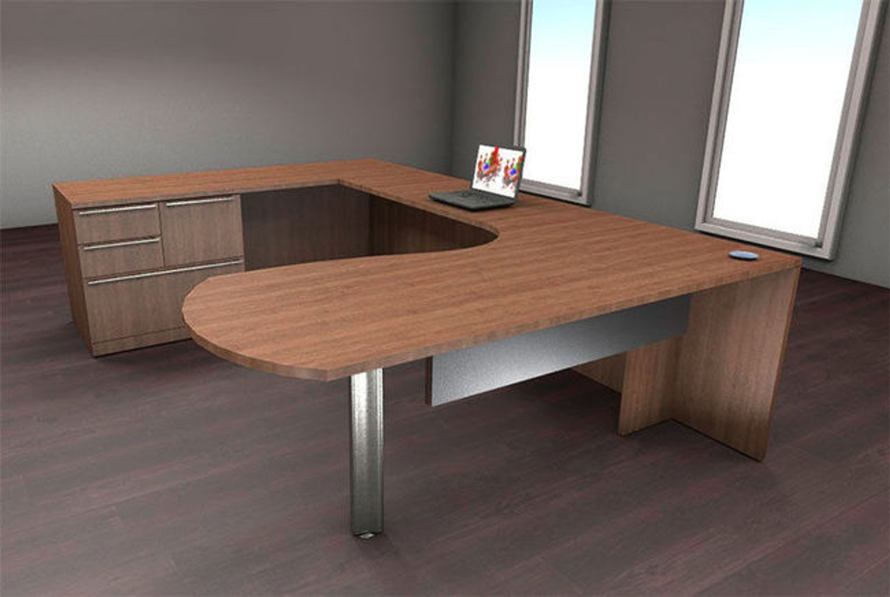 4pc U Shaped Modern Executive Office Desk Set, #CH-VER-U9