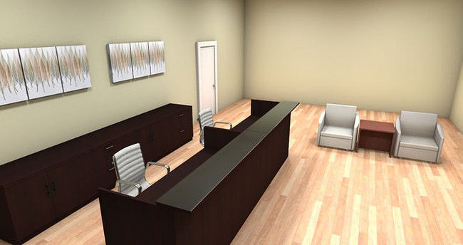 2pc 12' Feet Modern Glass Counter Reception Desk Set, #CH-AMB-R14