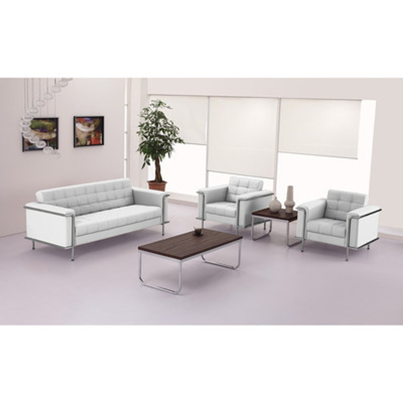 3pc Modern Leather Office Reception Sofa Set, FF-0447-12-S1