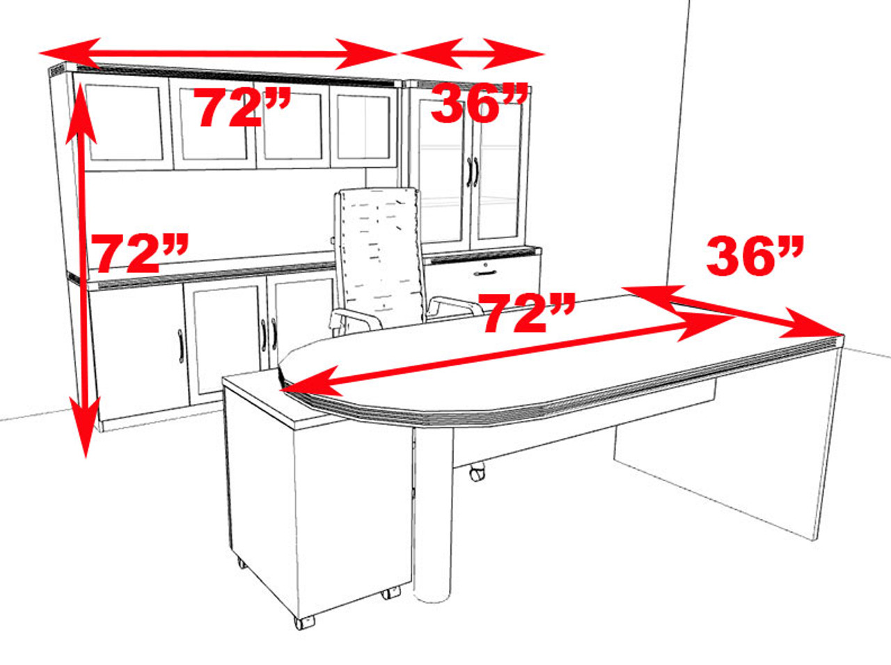 6pc Modern Contemporary Executive Office Desk Set, #RO-ABD-D23