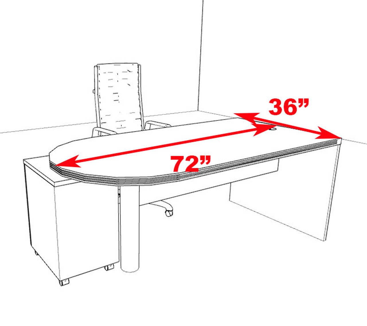 2pc Modern Contemporary Executive Office Desk Set, #RO-ABD-D3